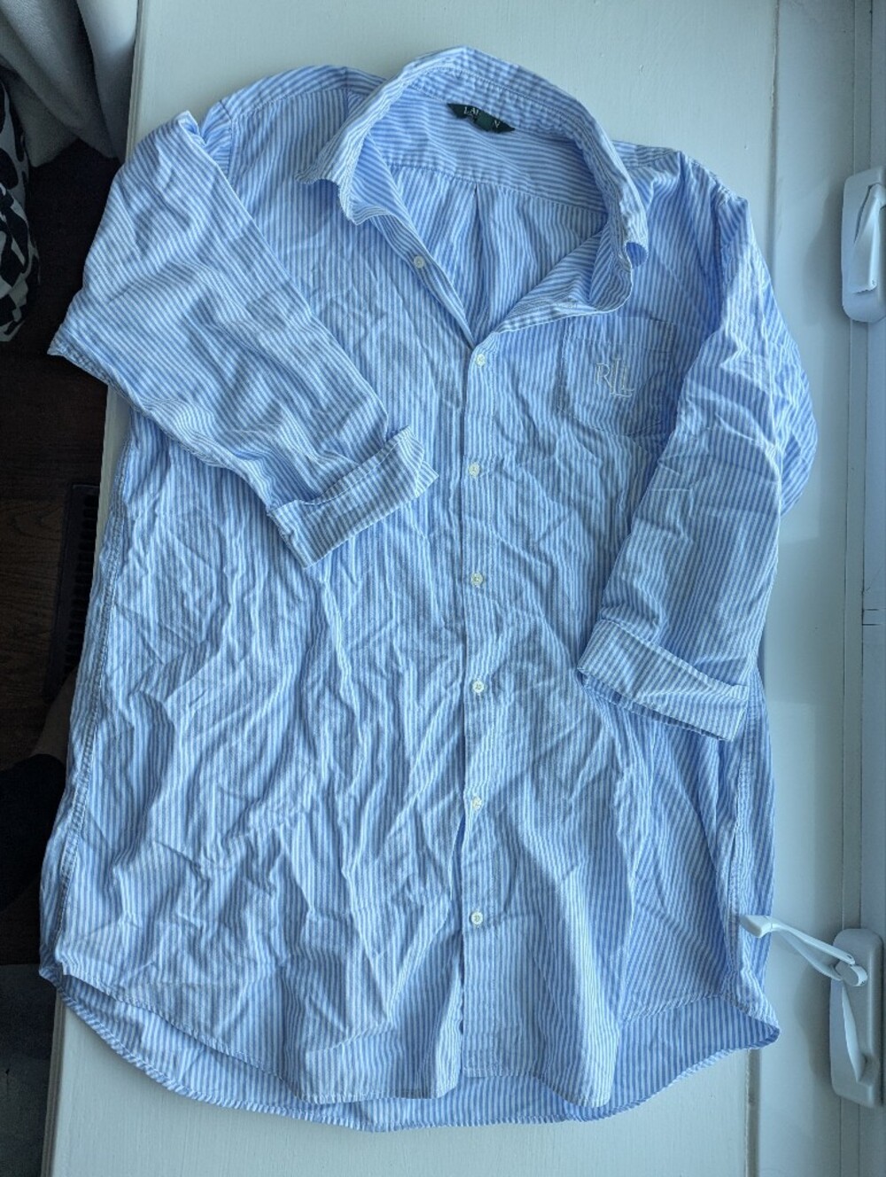 F7. LAUREN RALPH LAUREN | Blue & White Stripe | Cotton Nightshirt | XL